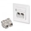 Zestaw 1 podwójnego gniazda sieciowego RJ45 10G z 2 wtyczkami CAT 6A, Kwmobile, biały, metal, 45360.01