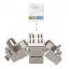 Zestaw 1 podwójnego gniazda sieciowego RJ45 10G z 2 wtyczkami CAT 6A, Kwmobile, biały, metal, 45360.01