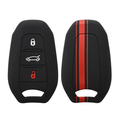 Osłona kluczyka do samochodu Peugeot / Citroen - 3 przyciski - Keyless Go, silikon, czarna, 45654.01