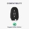 Osłona kluczyka do samochodu Peugeot / Citroen - 3 przyciski - Keyless Go, silikon, czarna, 45654.01