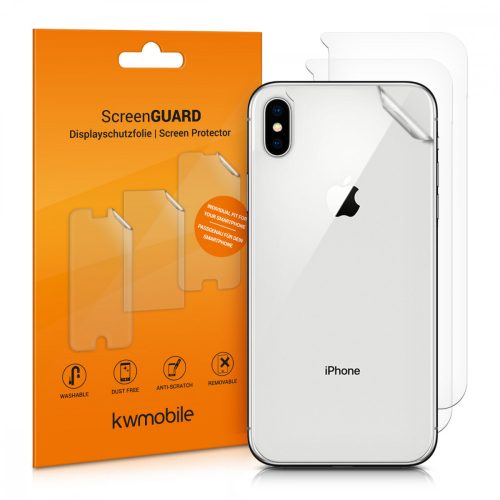 Zestaw 3 folii ochronnych do Apple iPhone XS Max, kwmobile, tył, przezroczysty, 45920.5