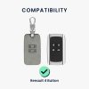 Etui na kluczyki do samochodu Renault / Dacia - 4 przyciski - Keyless Go, skóra nubukowa, szara, 48565.01