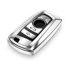 Etui na kluczyk samochodowy do BMW - 3 przyciski - Keyless Go, silikon, srebrne, 50978.94