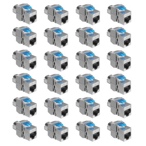 Zestaw 24 wtyczek 40 Gbit CAT8 do kabli Ethernet RJ45, Kwmobile, Srebrny, Metal, 52517.24