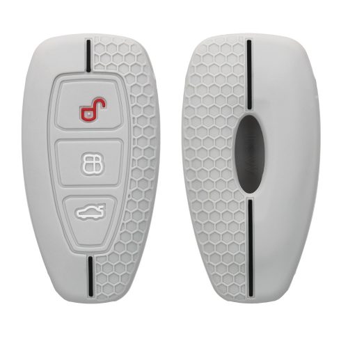 Etui na kluczyk samochodowy do Forda - 3 przyciski - Keyless Go, kwmobile, silikon, szary, 53133.04