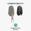 Osłona kluczyka do samochodu Peugeot / Citroen - 3 przyciski - Keyless Go, skóra nubukowa, szara, 53762.01