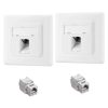 Zestaw 2 ekranowanych gniazd sieciowych RJ45 z 2 wtyczkami CAT 6A, Kwmobile, Biały, Metal, 54571.01.02