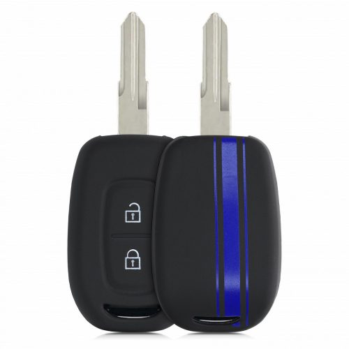 Etui na kluczyk samochodowy do Dacii / Renault - 2 przyciski - Keyless Go, kwmobile, silikon, czarny / niebieski, 54813.02