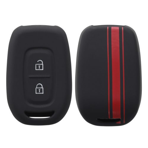 Etui na kluczyk samochodowy do Dacii / Renault - 2 przyciski - Keyless Go, kwmobile, silikon, czarny / czerwony, 54813.01