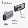 Adapter USB-C kątowy 90 stopni, Kwmobile, srebrny/czarny, aluminium, 56386.01