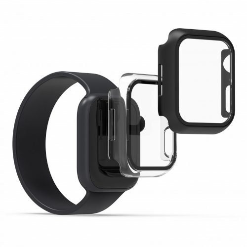 Zestaw 2 etui do Apple Watch 7 (41 mm), kwmobile, szkło bezpieczne, czarny / przezroczysty, 56540.01