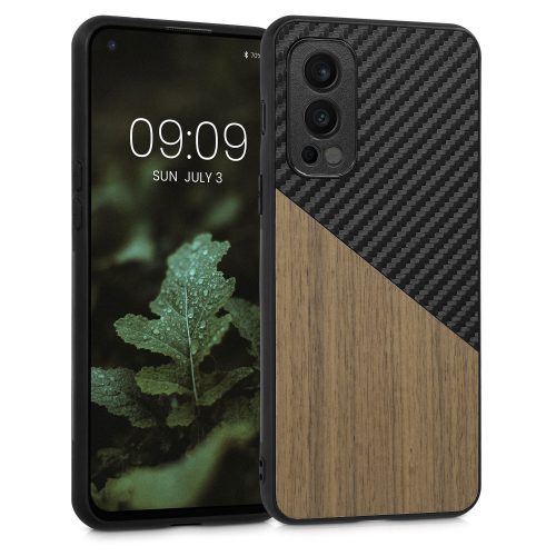 Etui Kwmobile do OnePlus Nord 2 5G, drewno, brązowy/czarny, 57498.01