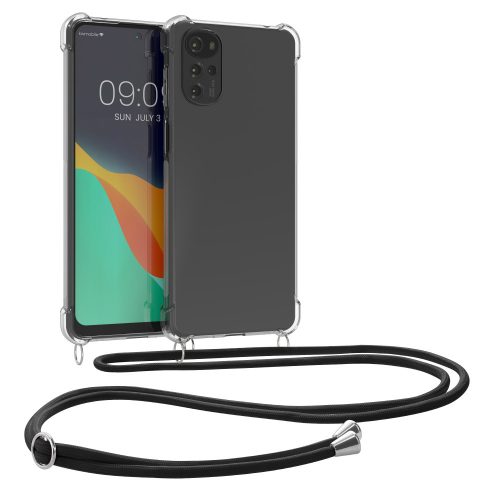 Etui Kwmobile do Motoroli Moto G22, silikonowe, przezroczyste/czarne, 58213.01