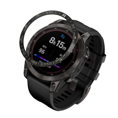 Ramka tarczy do Garmin Fenix 7, Kwmobile, Czarny/Srebrny, Aluminium, 58350.01