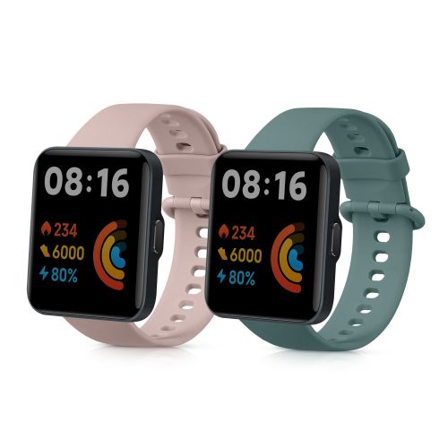 Zestaw 2 pasków do zegarka Xiaomi Redmi 2/Redmi Watch 2 Lite, Kwmobile, zielony/różowy, silikon, 56911.04