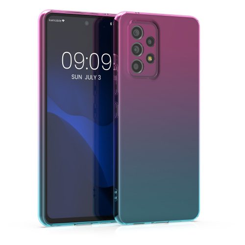 Etui Kwmobile do Samsunga Galaxy A53 5G, silikonowe, różowe/niebieskie, 58626.01