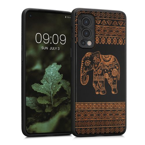 Etui Kwmobile do OnePlus Nord 2 5G, drewno, brązowy/czarny, 56448.09