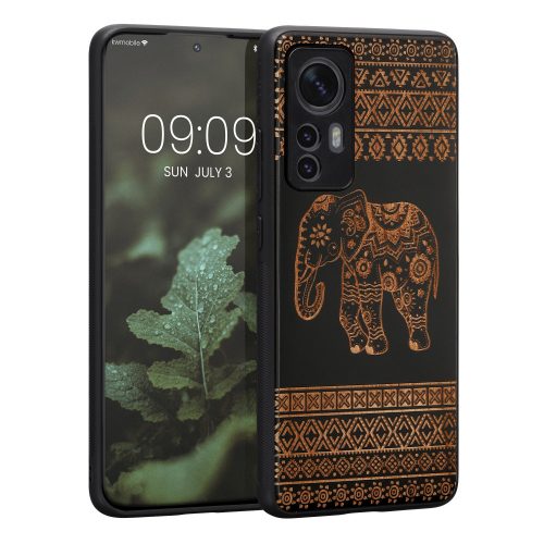 Etui Kwmobile do Xiaomi 12/12X, drewno, brązowy/czarny, 56788.05