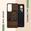 Etui Kwmobile do Xiaomi 12/12X, drewno, brązowy/czarny, 56788.05