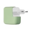 Etui z ładowarką Kwmobile do zasilacza Apple 35 W z podwójnym USB-C, jasnozielone, silikonowe, KWM000024YY002C