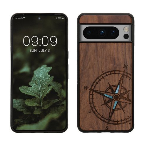 Etui Kwmobile do Google Pixel 8 Pro, brązowo-niebieskie, drewno, KWM0000209C003C