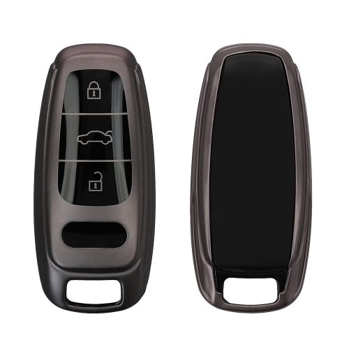 Kwmobile Osłona kluczyka do Audi 3 przyciski - Keyless Go, szara/czarna, silikon, KWM000011OW003C