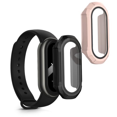 Zestaw 2 etui Kwmobile do Xiaomi Mi Band 8, czarny/różowy, silikon, KWM0000206E003C