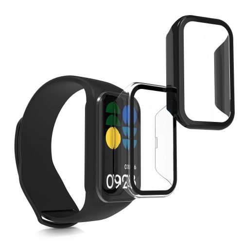 Zestaw 2 kompletnych etui Kwmobile do Xiaomi Smart Band 8 Active/Redmi Band 2, przezroczysty/czarny, plastikowy, KWM0000254Q002C