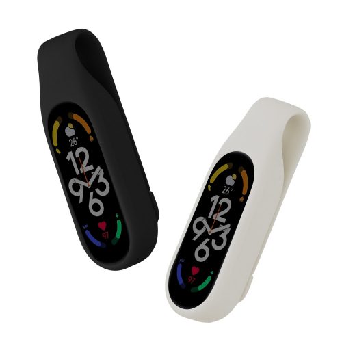 Zestaw 2 etui do Xiaomi Mi Band 7/Mi Band 6/Mi Band 5, Kwmobile, czarno-biały, silikon, 59313.03