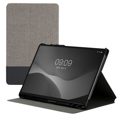 Okładka książki kwmobile do Huawei MatePad Pro 12.6", tekstylna, szara/czarna, 55706.22