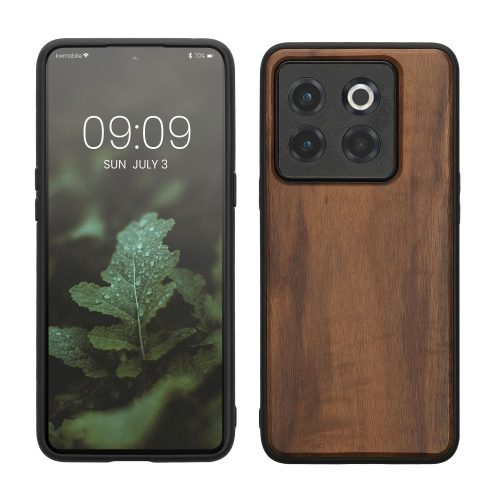 Etui kwmobile do OnePlus 10T, drewno, brązowo-czarne, 59641.18