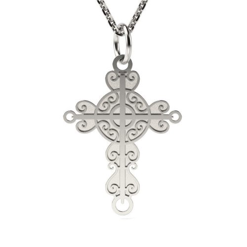 Srebrny łańcuszek z zawieszką model Christian Cross